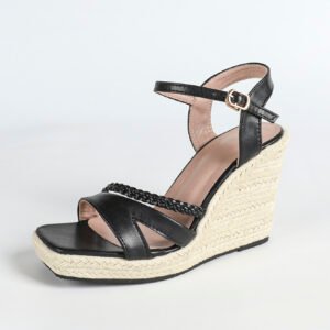 Women's espadrille buckle strap wedge heel sandals