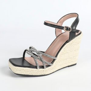 Women's espadrille buckle strap wedge heel sandals