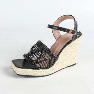 Women's espadrille buckle strap wedge heel sandals