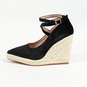 Women's espadrille cross buckle strap wedge heel pumps