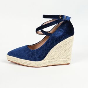 Women's espadrille cross buckle strap wedge heel pumps