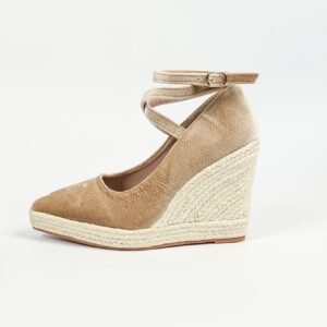 Women's espadrille cross buckle strap wedge heel pumps