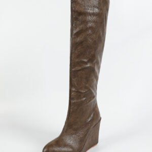 Women's wedge-heeled slip-on knee-high boots