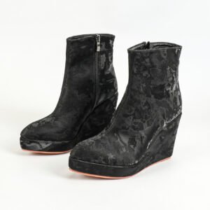 Women's wedge heel ankle boots with side zipper