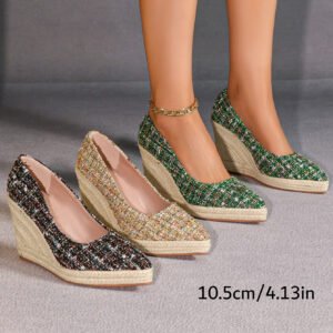 Women's espadrille slip on wedge heel pumps