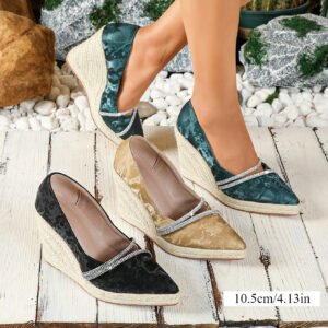 Women's espadrille slip on wedge heel pumps