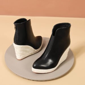 Women's espadrille wedge heel ankle boots with back zipper