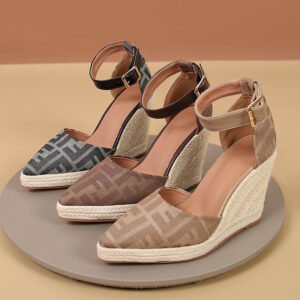 Women's espadrille buckle strap wedge heel sandals