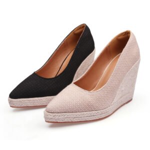 Women's espadrille slip on wedge heel pumps