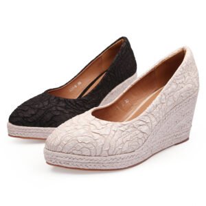 Women's espadrille slip on wedge heel pumps