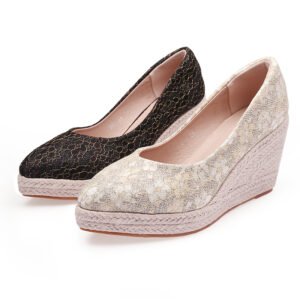Women's espadrille slip on wedge heel pumps