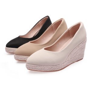 Women's espadrille slip on wedge heel pumps