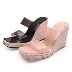 Women's espadrille slip on wedge heel sandals