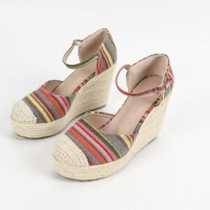 Women's espadrille buckle strap wedge heel sandals