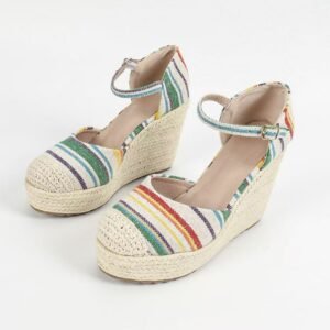 Women's espadrille buckle strap wedge heel sandals