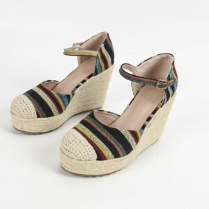 Women's espadrille buckle strap wedge heel sandals