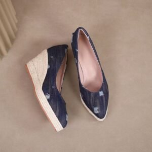 Women's espadrille slip on wedge heel pumps