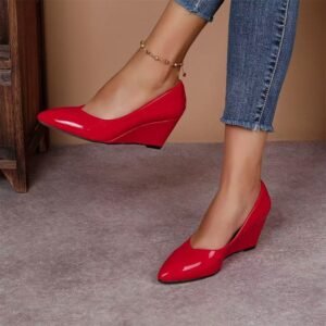 Women's slip on wedge heel pumps