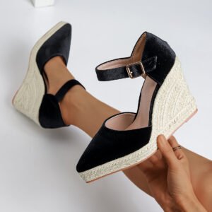 Women's espadrille buckle strap wedge heel sandals