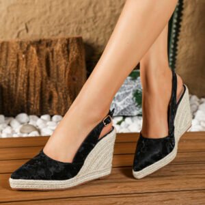 Women's espadrille buckle strap wedge heel sandals