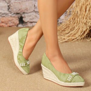 Women's espadrille slip on wedge heel pumps
