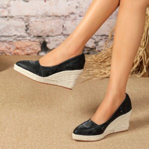 Women's espadrille slip on wedge heel pumps