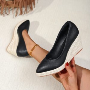 Women's espadrille slip on wedge heel pumps