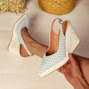 Women's espadrille buckle strap wedge heel sandals