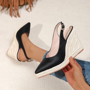 Women's espadrille buckle strap wedge heel sandals