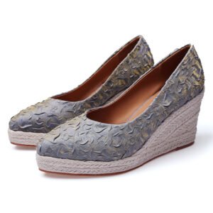 Women's espadrille slip on wedge heel pumps