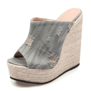 Women's espadrille slip on wedge heel sandals