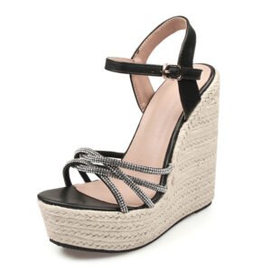 Women's espadrille buckle strap wedge heel sandals