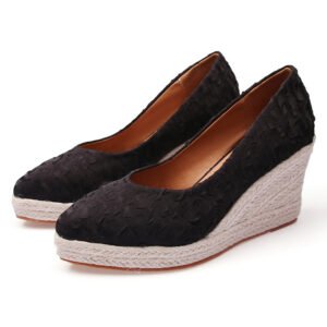 Women's espadrille slip on wedge heel pumps