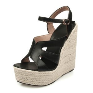 Women's espadrille slip on wedge heel sandals