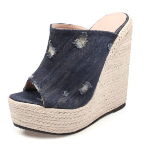 Women's espadrille slip on wedge heel sandals