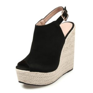 Women's espadrille buckle strap wedge heel sandals