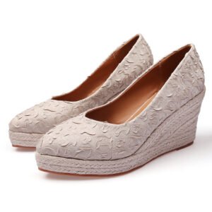 Women's espadrille slip on wedge heel pumps