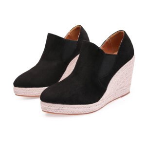 Women's espadrille slip on elastic strap wedge heel pumps