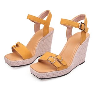 Women's espadrille buckle strap wedge heel sandals