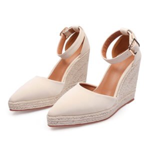 Women's espadrille buckle strap wedge heel sandals