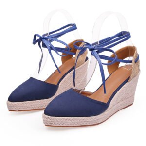 Women's espadrille lace up strap wedge heel sandals
