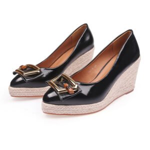 Women's espadrille slip on wedge heel pumps