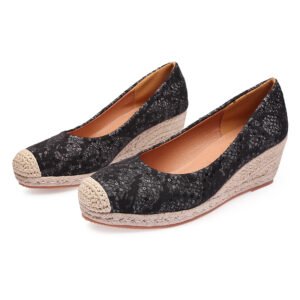Women's espadrille slip on wedge heel pumps