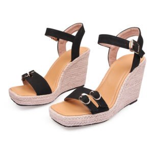 Women's espadrille buckle strap wedge heel sandals