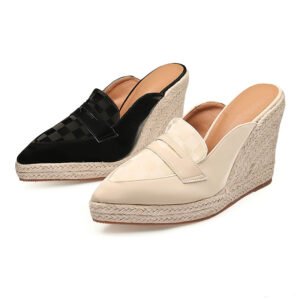 Women's espadrille slip on wedge heel sandals