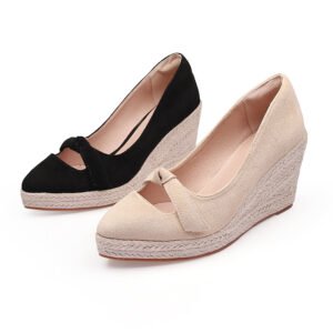 Women's espadrille slip on wedge heel pumps