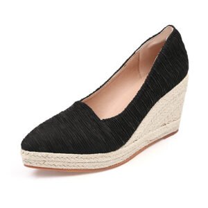 Women's espadrille slip on wedge heel pumps