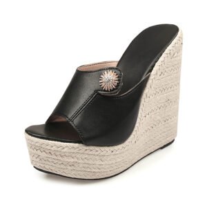 Women's espadrille slip on wedge heel sandals