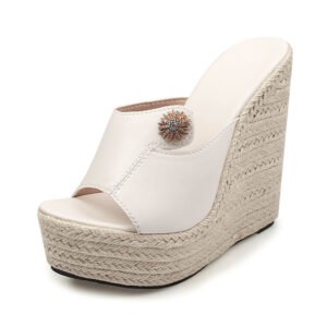 Women's espadrille slip on wedge heel sandals