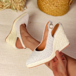 Women's espadrille buckle strap wedge heel sandals